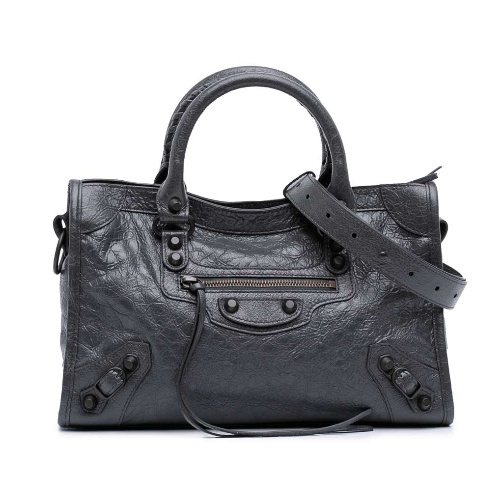 Balenciaga Small Lambskin Motocross Classic City Satchel