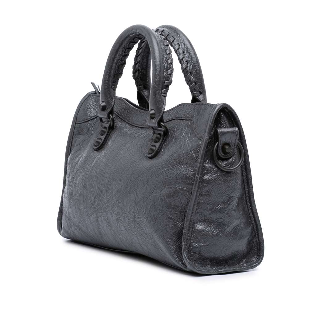 Balenciaga Small Lambskin Motocross Classic City Satchel - 2