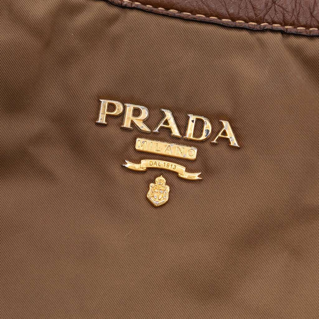 Prada Vitello Daino Trimmed Tessuto Satchel - 5