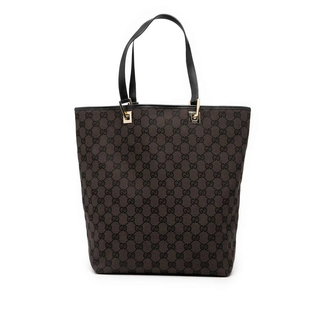 Gucci GG Canvas Tote Brown Canvas Good - Front View