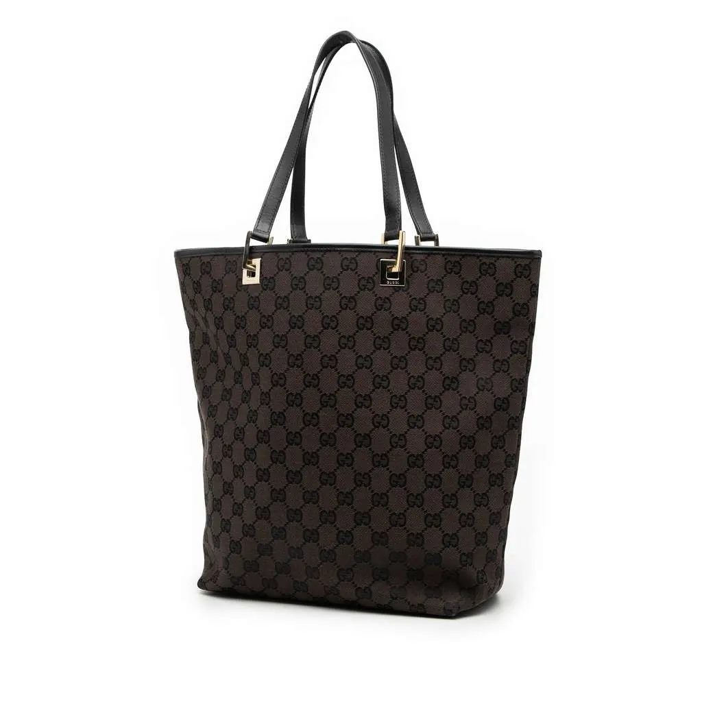 Gucci GG Canvas Tote Brown Canvas Good - Back View
