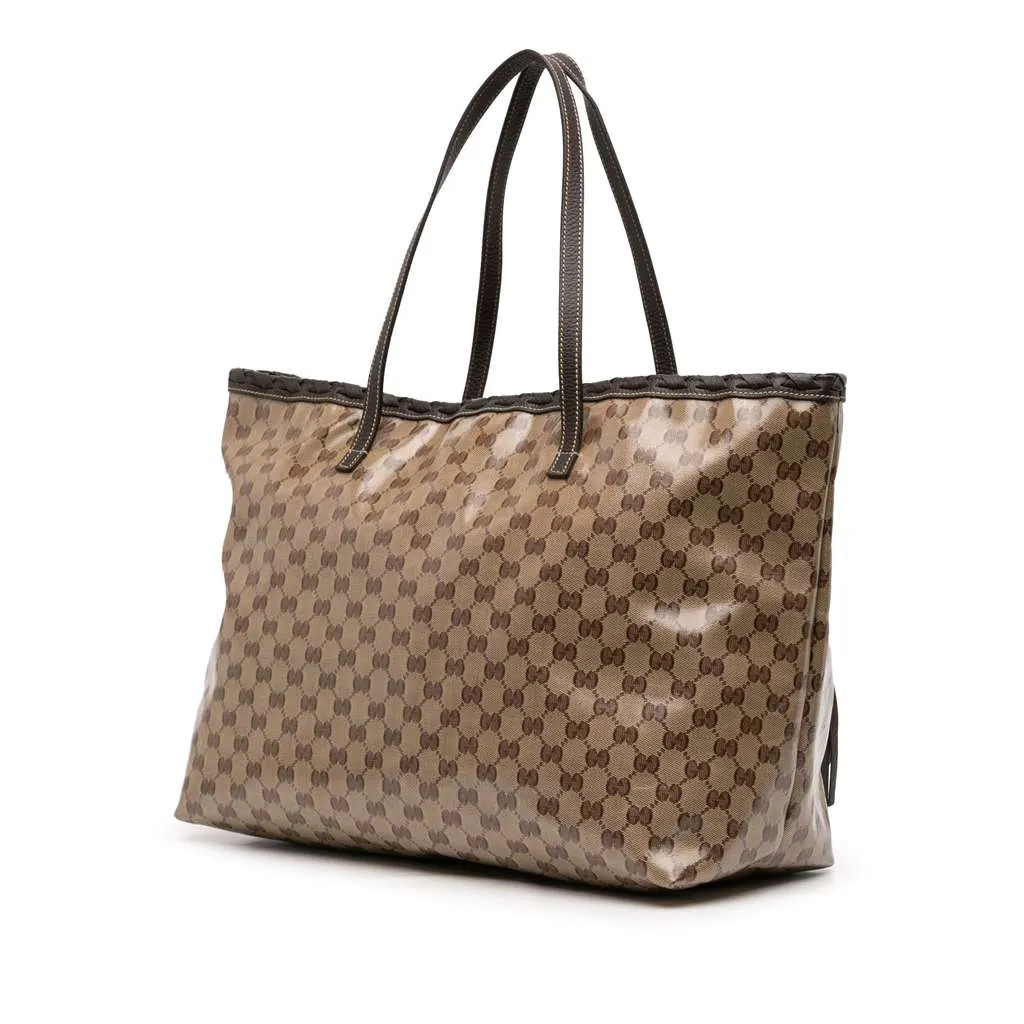 Gucci GG Crystal Peggy Braided Tote Brown Canvas Good - Back View