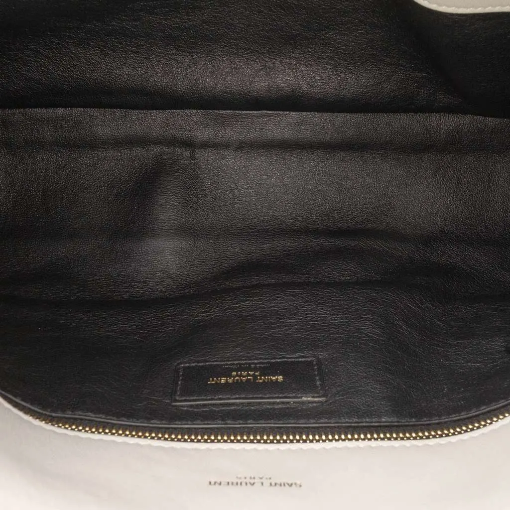 Saint Laurent Large Quilted Lambskin Sade Clutch Brown Leather Good - Model View