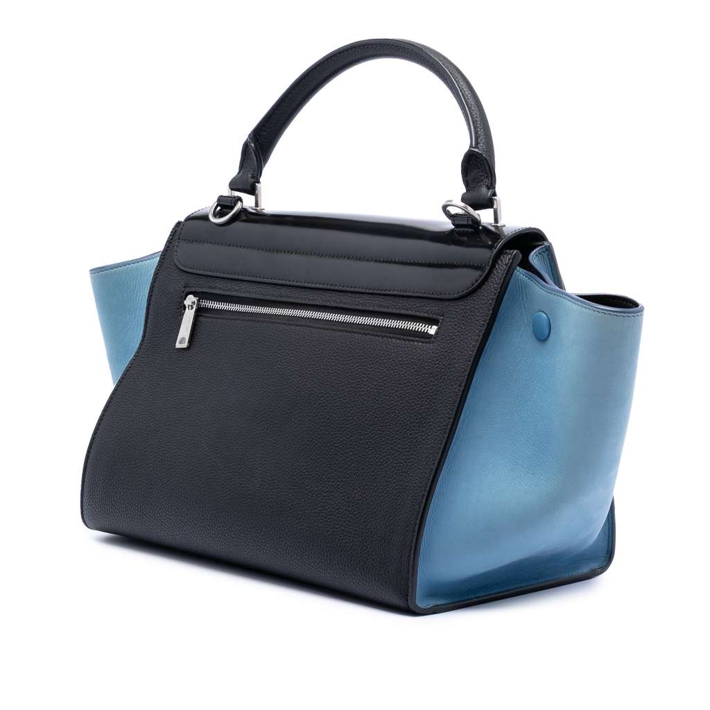 Celine Small Bicolor Leather Trapeze Satchel - 2