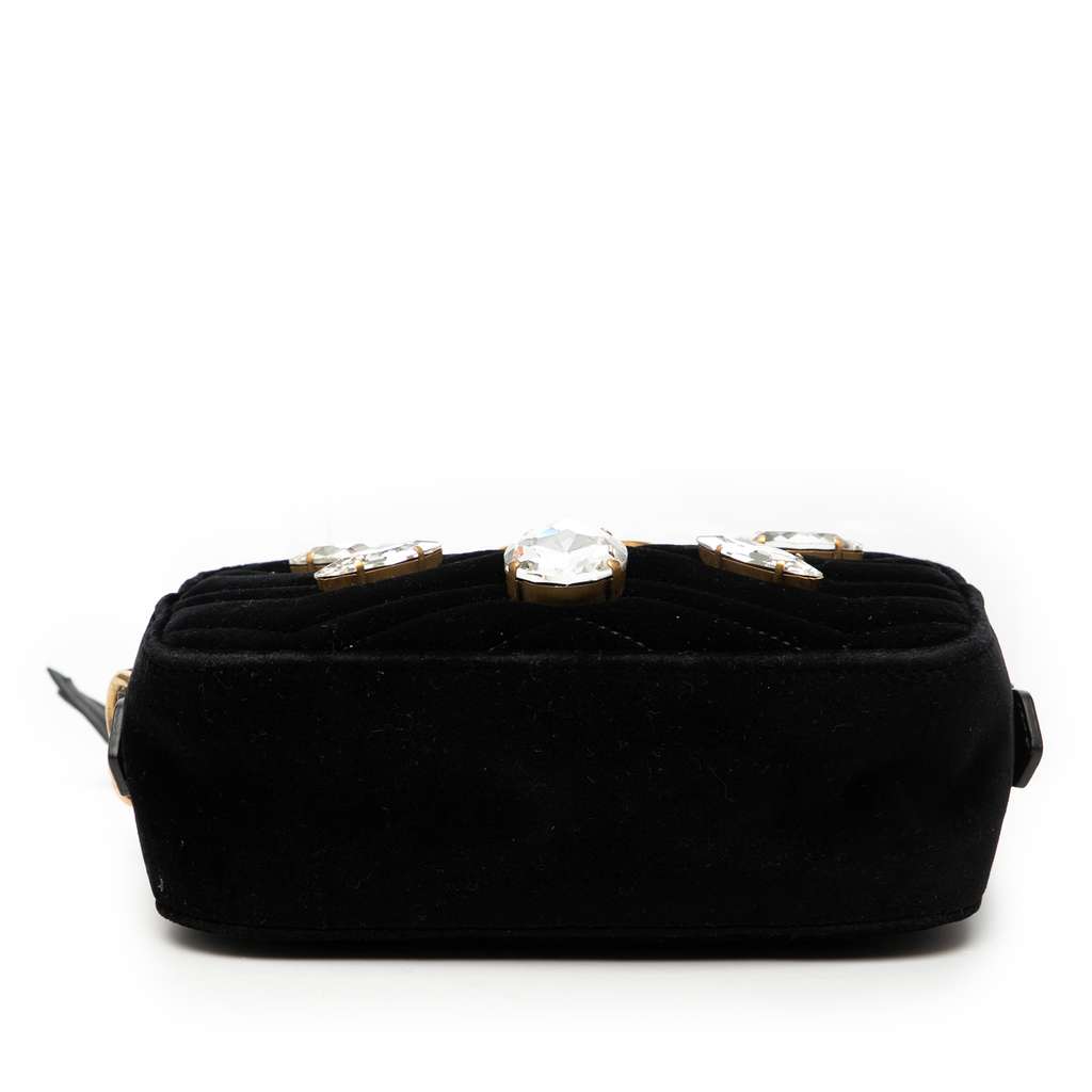 Gucci Mini GG Marmont Crystal Embellished Matelasse Velvet Crossbody - 3