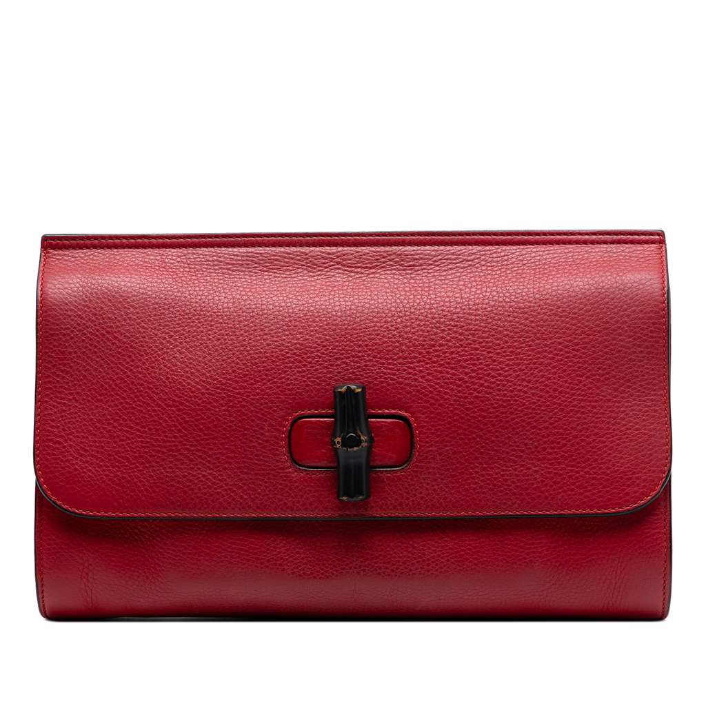 Gucci Leather Bamboo Daily Clutch