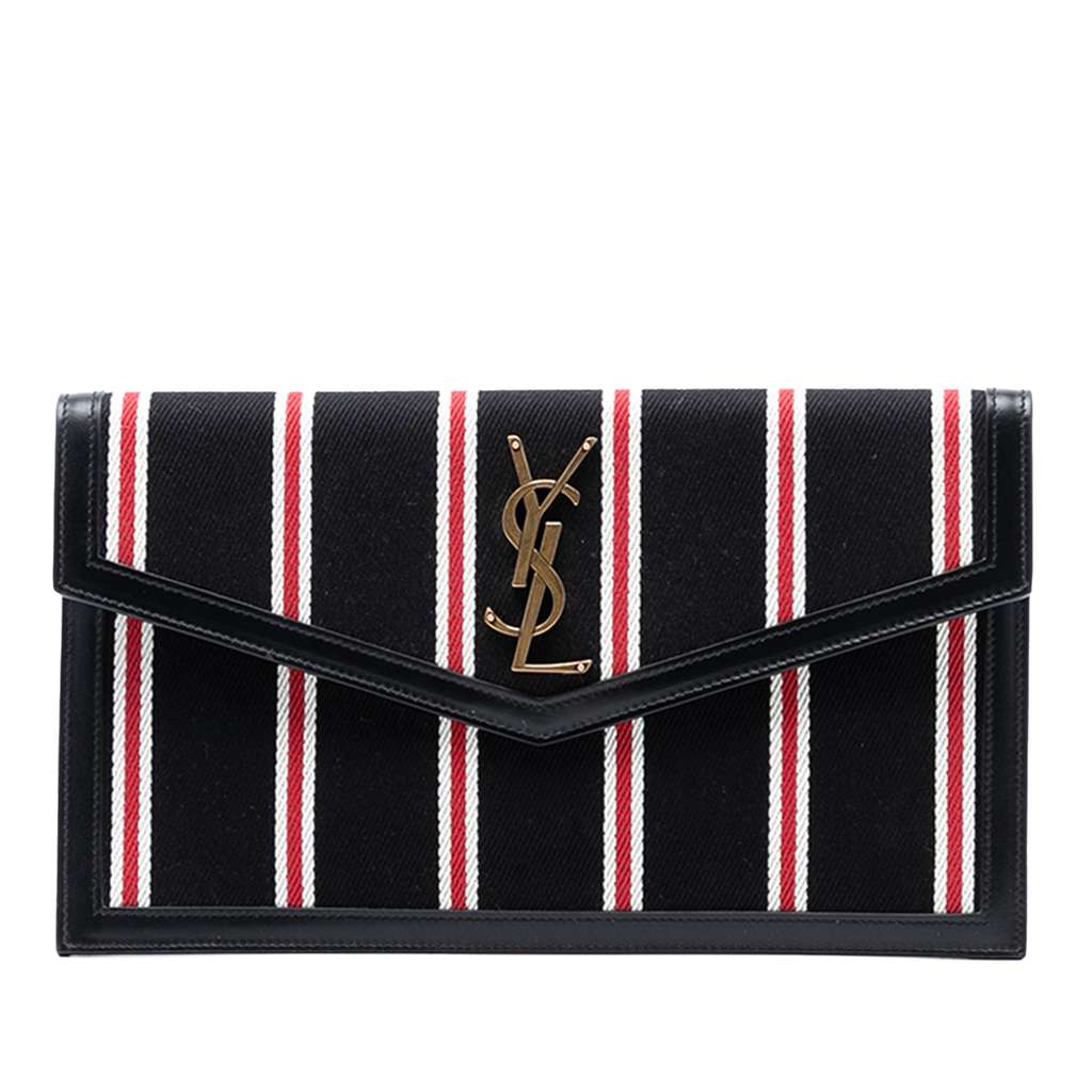Saint Laurent Canvas Striped Uptown Pouch