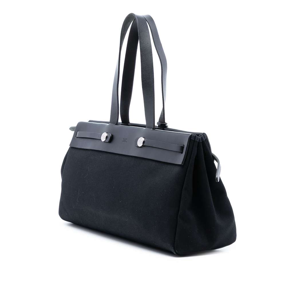 Hermès Toile and Vache Hunter Leather Herbag Cabas MM - 2