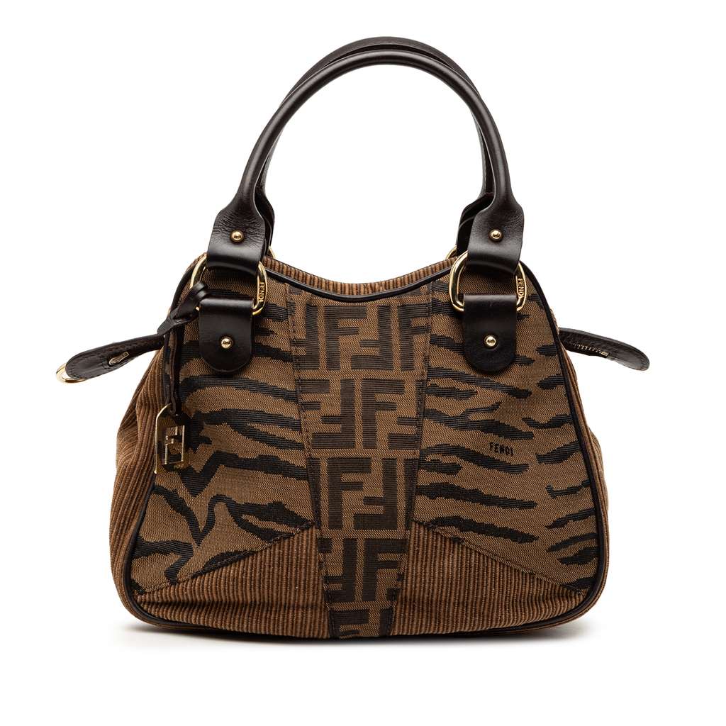 Fendi Zucca Zebra Print Canvas Handbag