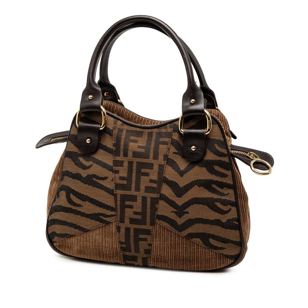 Fendi Zucca Zebra Print Canvas Handbag - 2
