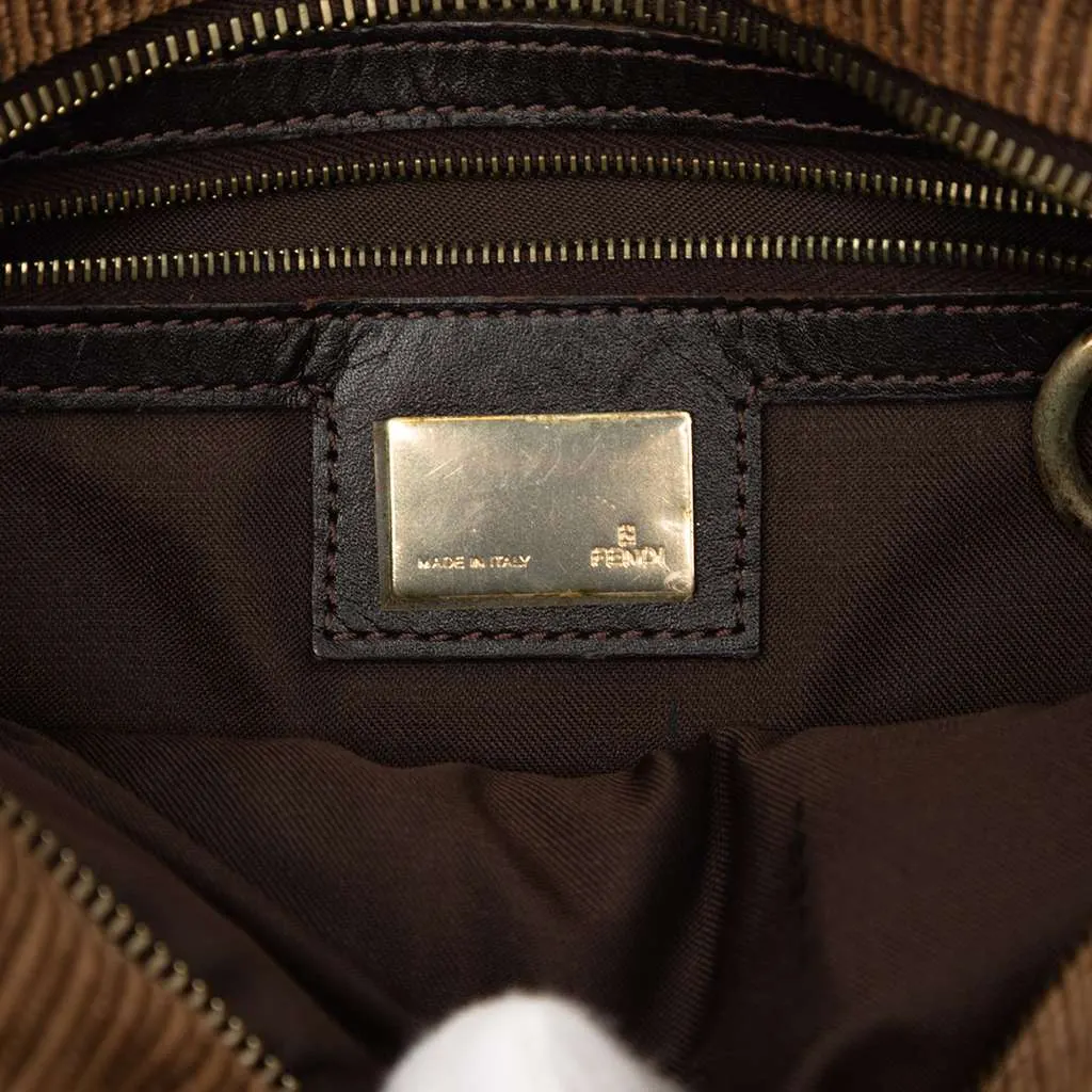 Fendi Zucca Zebra Print Canvas Handbag Brown Canvas Good - Box View