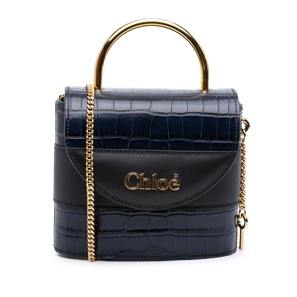 Chloé Croc Embossed Leather Aby Lock Satchel