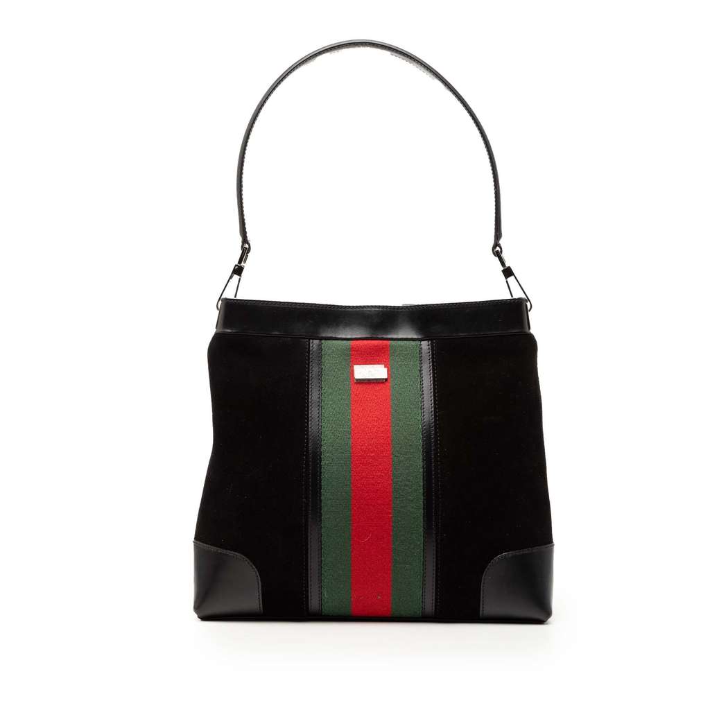 Gucci Suede Web Shoulder Bag
