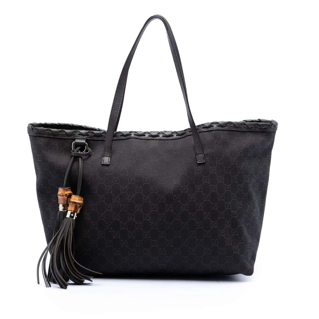 Gucci GG Canvas Peggy Braided Tote Brown Canvas Very good - Front View