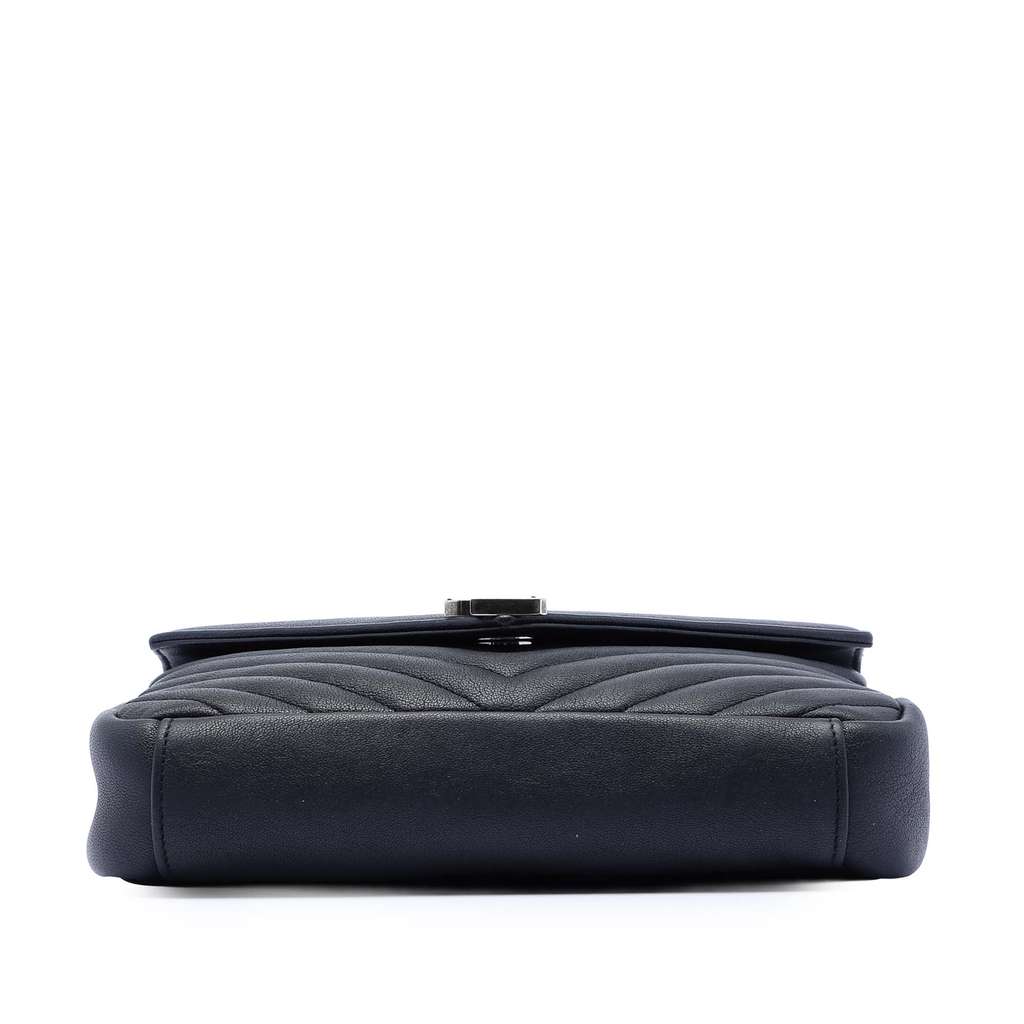 Saint Laurent Medium Chevron Sheepskin Monogram College Satchel - 3