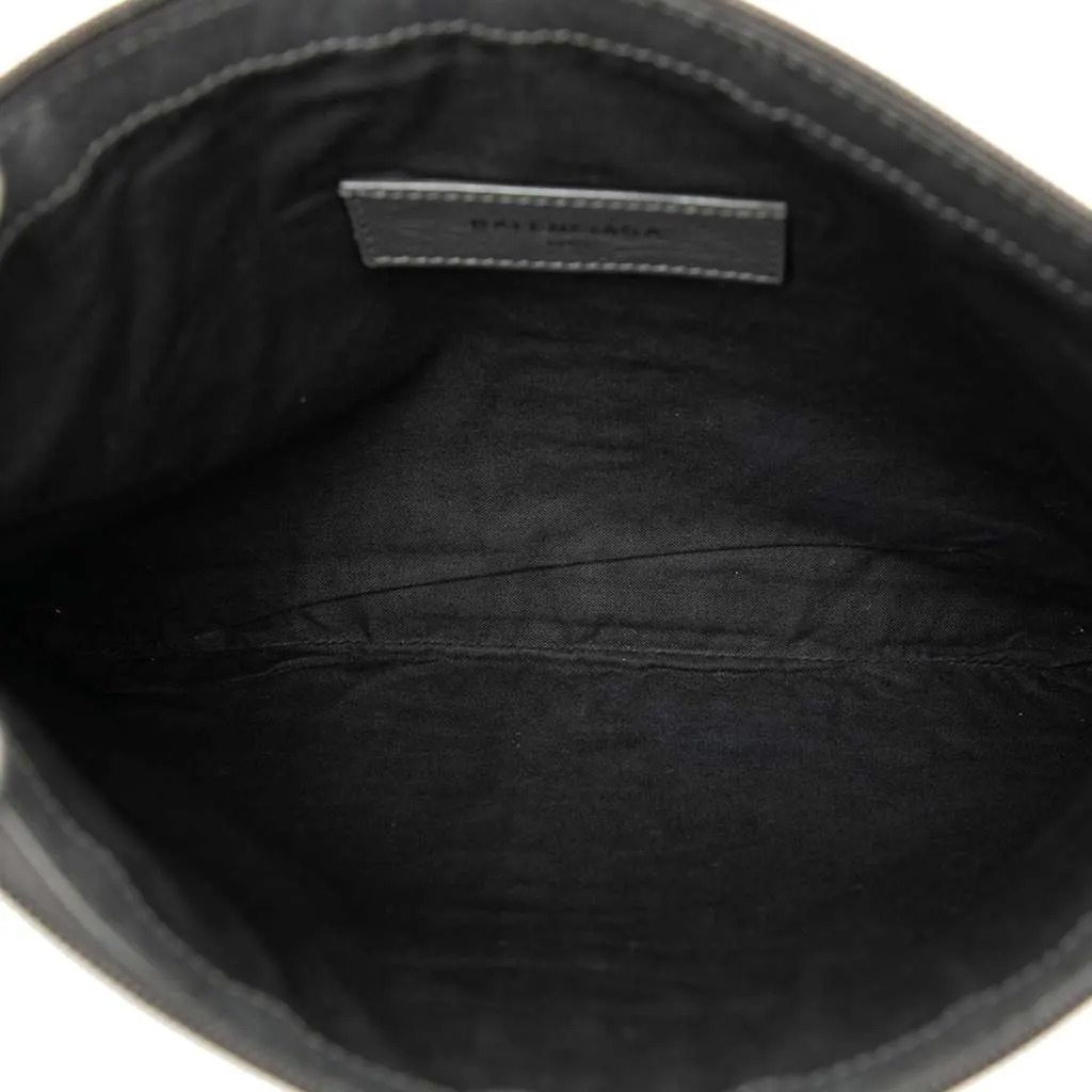 Balenciaga Lambskin Motocross Classic Clip M Clutch Black Leather Good - Model View