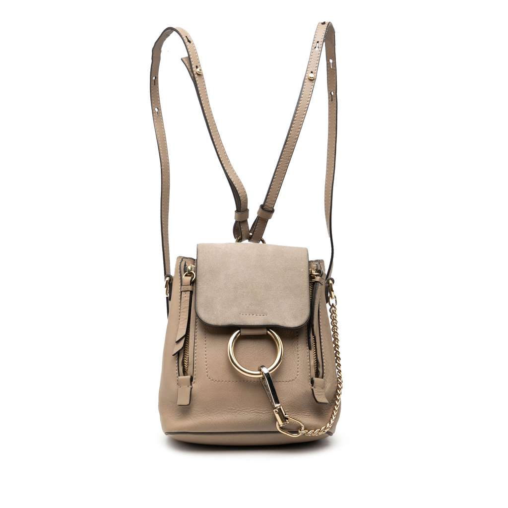 Chloé Mini Calfskin and Suede Faye Backpack