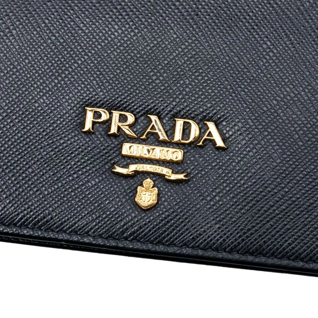 Prada Saffiano Wallet On Chain Black Leather Good - Box View