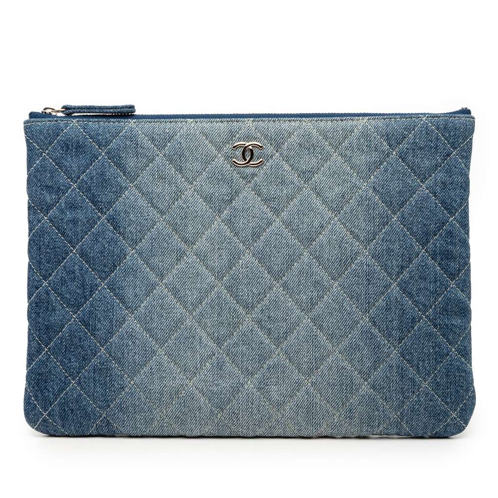 Chanel Medium Quilted Denim O Case Clutch