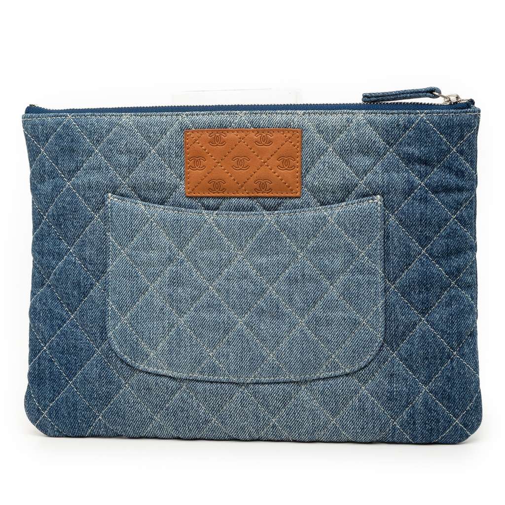 Chanel Medium Quilted Denim O Case Clutch - 2