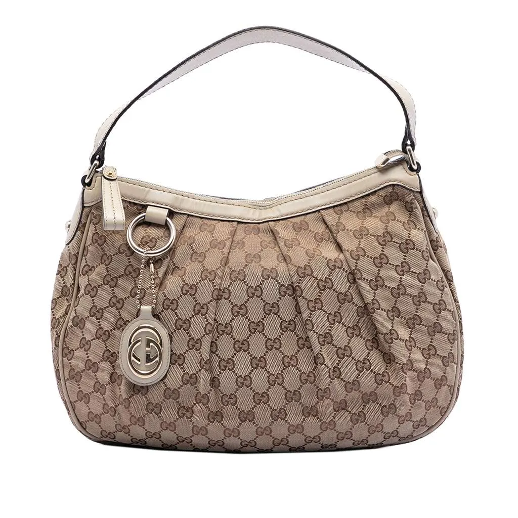 Gucci GG Canvas Sukey Shoulder Bag Brown Canvas Very good - Front View