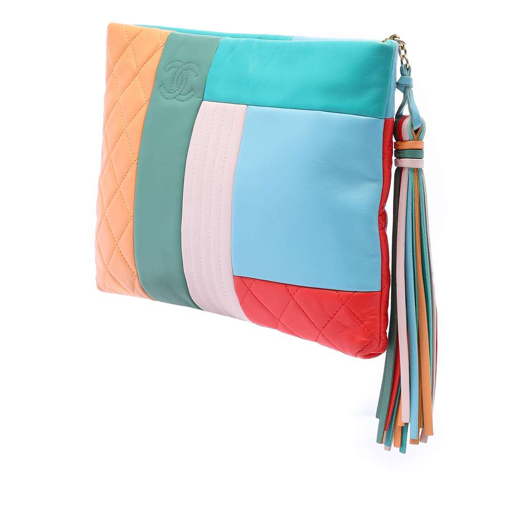 Chanel Medium Lambskin Colorblock Patchwork O Case - 2