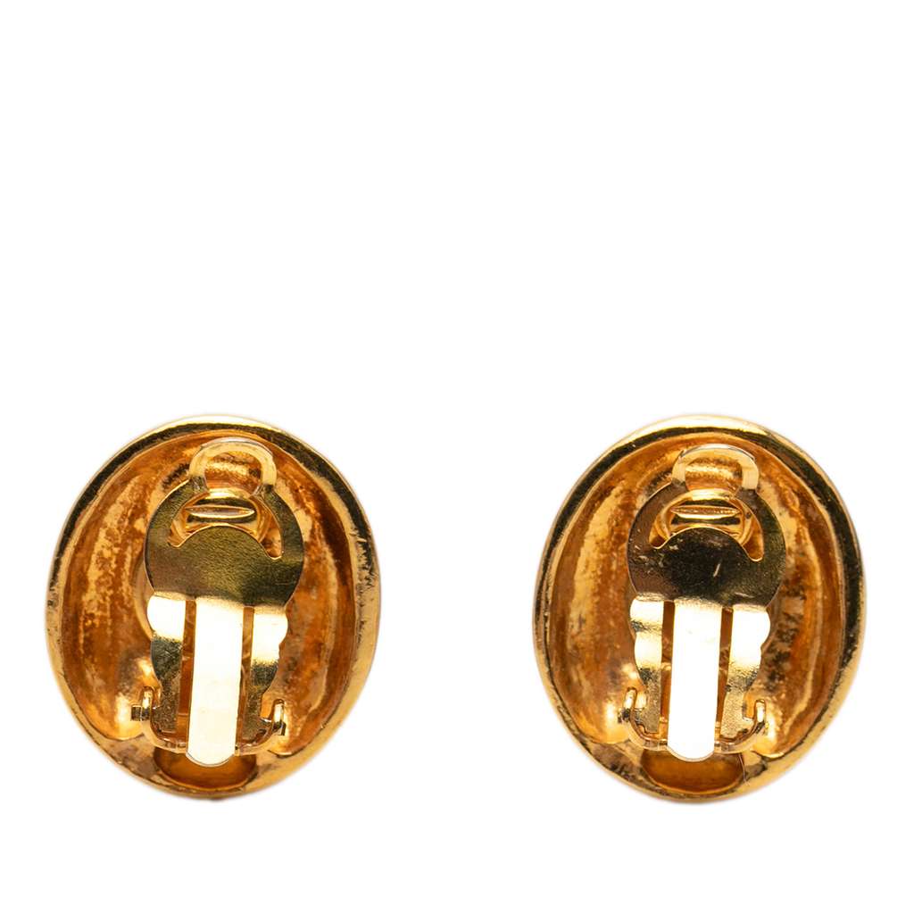 Chanel Gold Plated Mademoiselle Clip On Earrings - 2