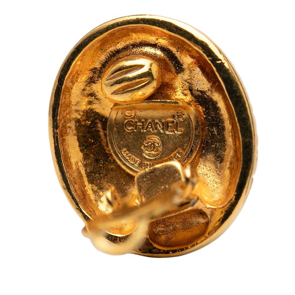 Chanel Gold Plated Mademoiselle Clip On Earrings - 3