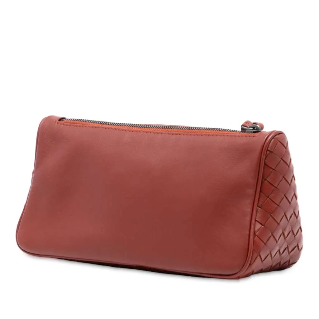 Bottega Veneta Nappa Intrecciato Pouch Brown Leather Very good - Back View