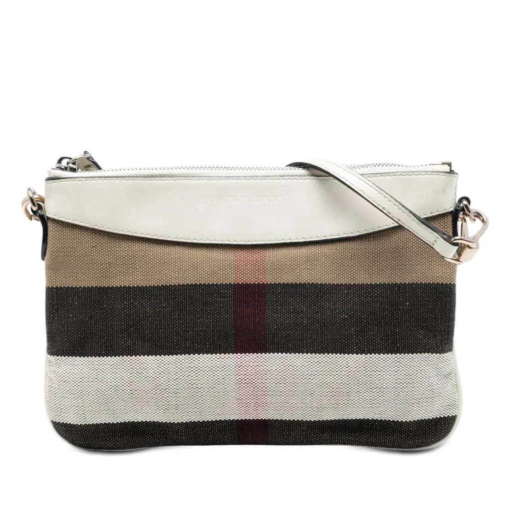 Burberry Mega Check Canvas Peyton Crossbody Brown Canvas Very good - Front View