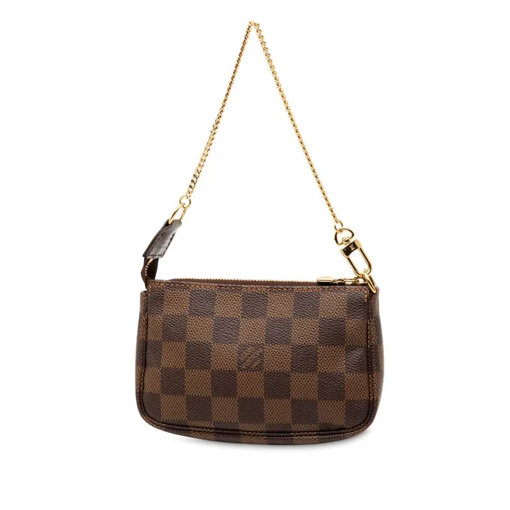 Louis Vuitton Damier Ebene Mini Pochette Accessoires Brown Canvas Very good - Back View