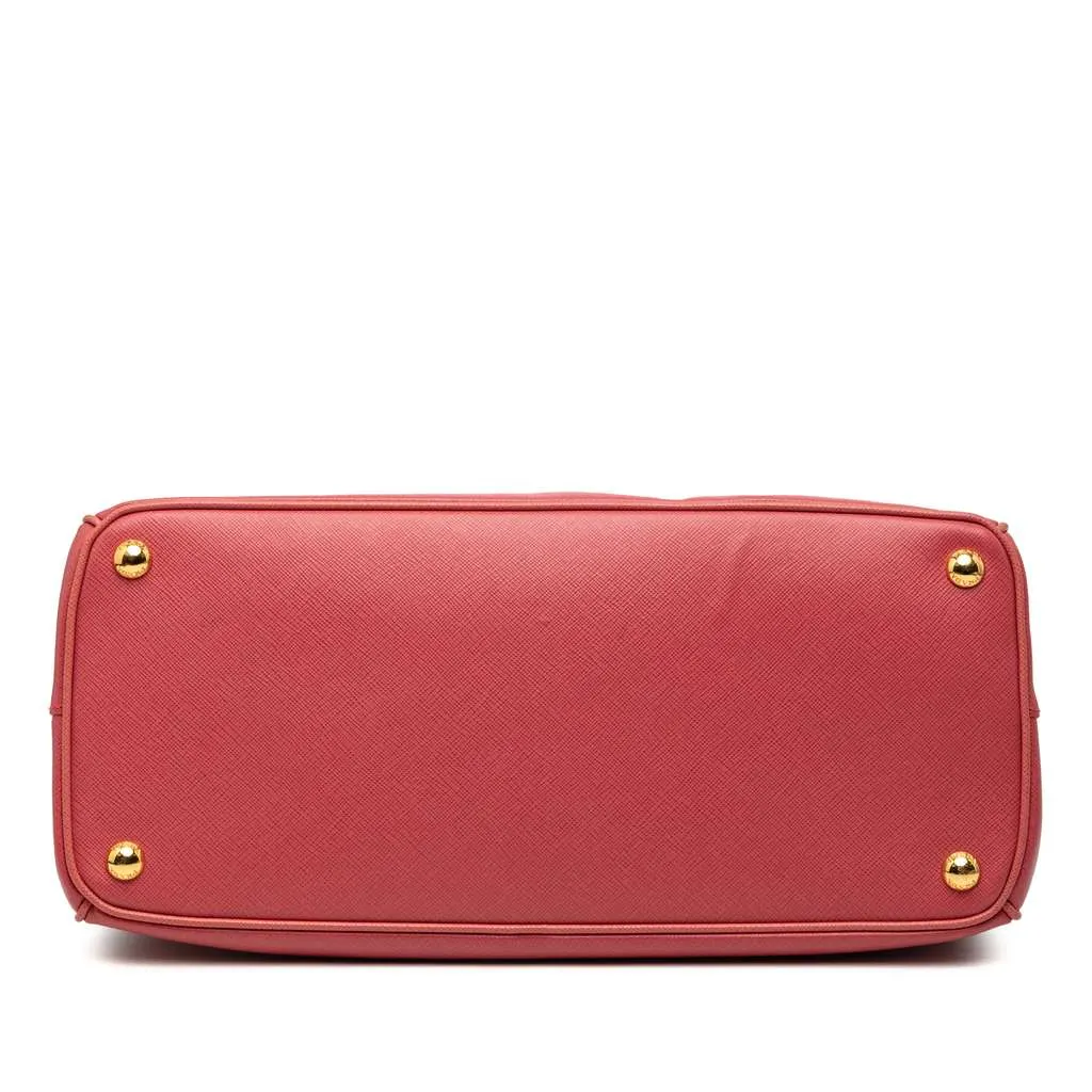 Prada Medium Saffiano Lux Galleria Double Zip Satchel Pink Leather Good - Inside View