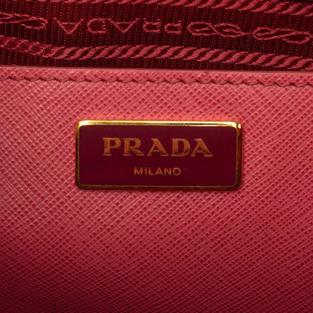 Prada Medium Saffiano Lux Galleria Double Zip Satchel Pink Leather Good - Box View