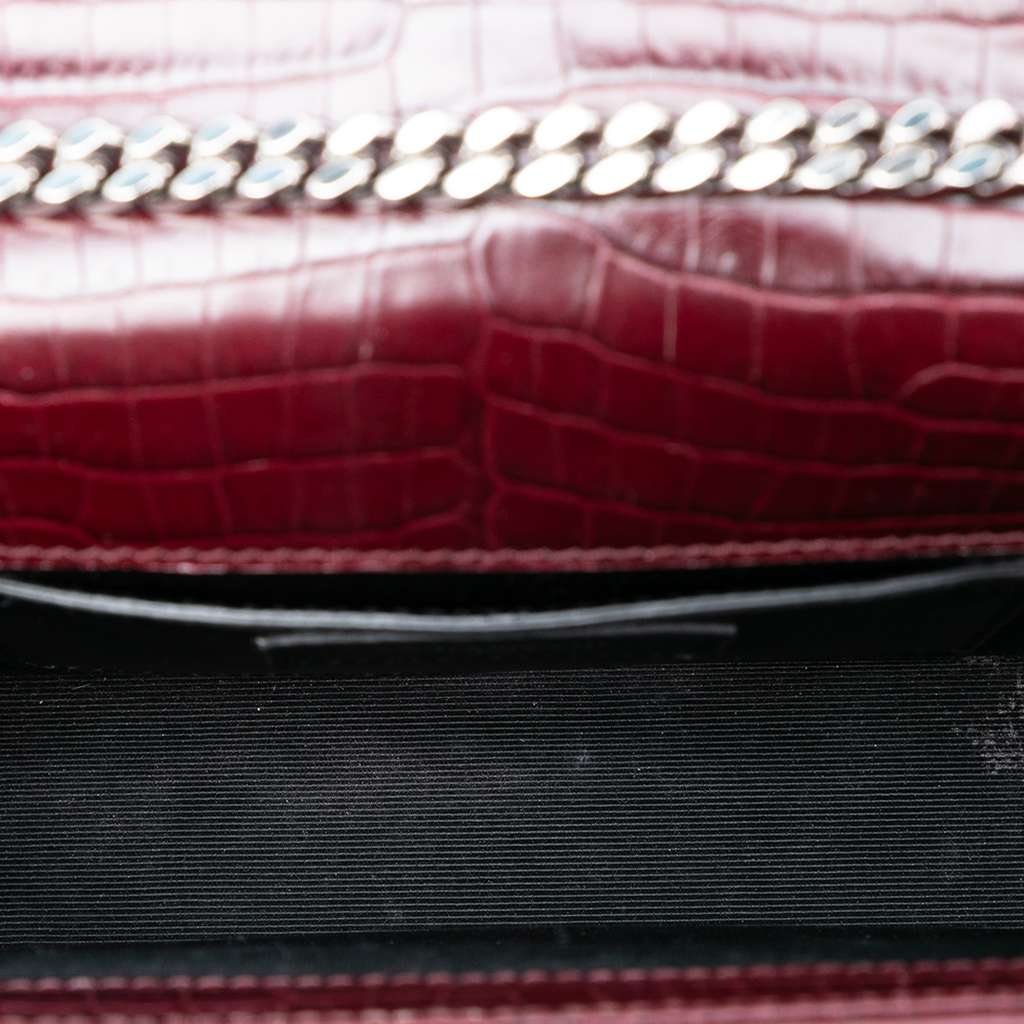 Saint Laurent Medium Croc Embossed Leather Monogram Kate Tassel Crossbody - 4