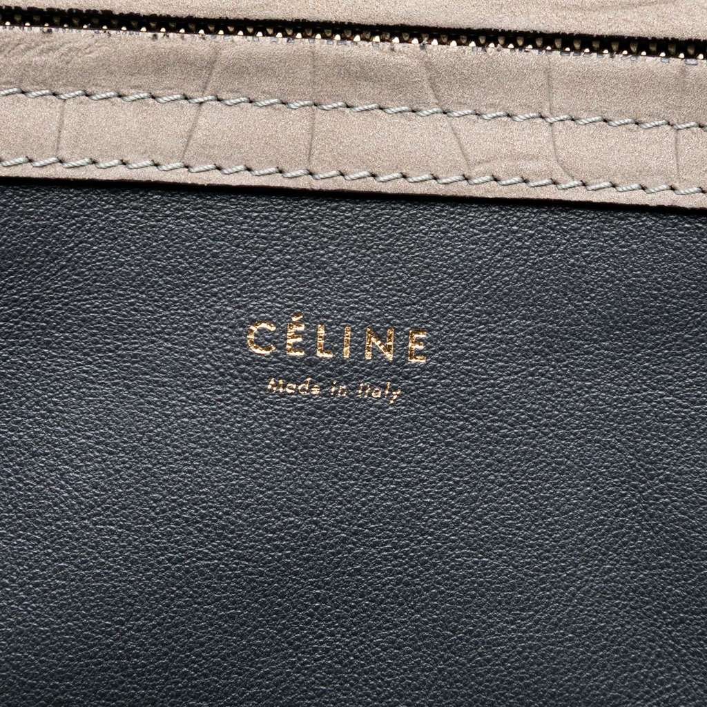 Celine Medium Croc Embossed Leather Luggage Phantom Tote - 5