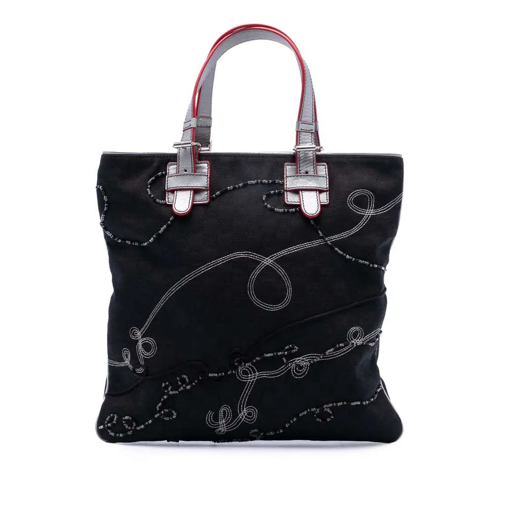 Loewe Anagram Beaded Jacquard Tote Black Jacquard Very good - Front View