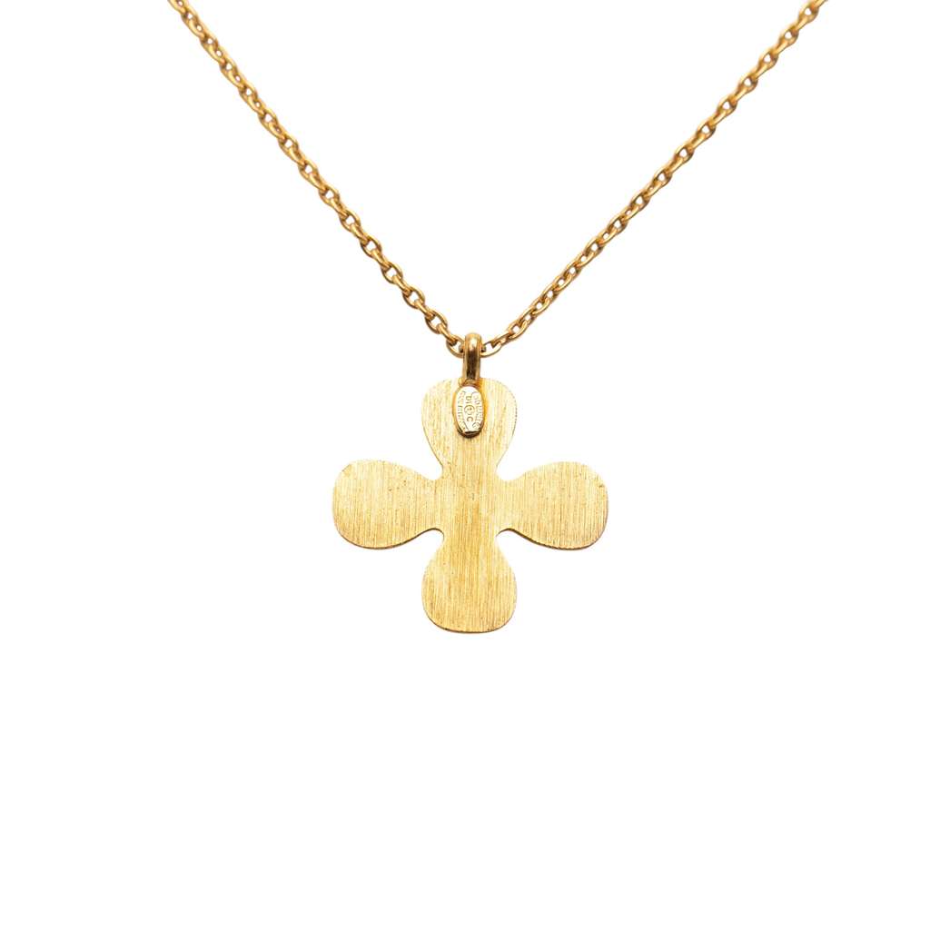 Chanel Gold Plated CC Crystal Clover Pendant Necklace - 3