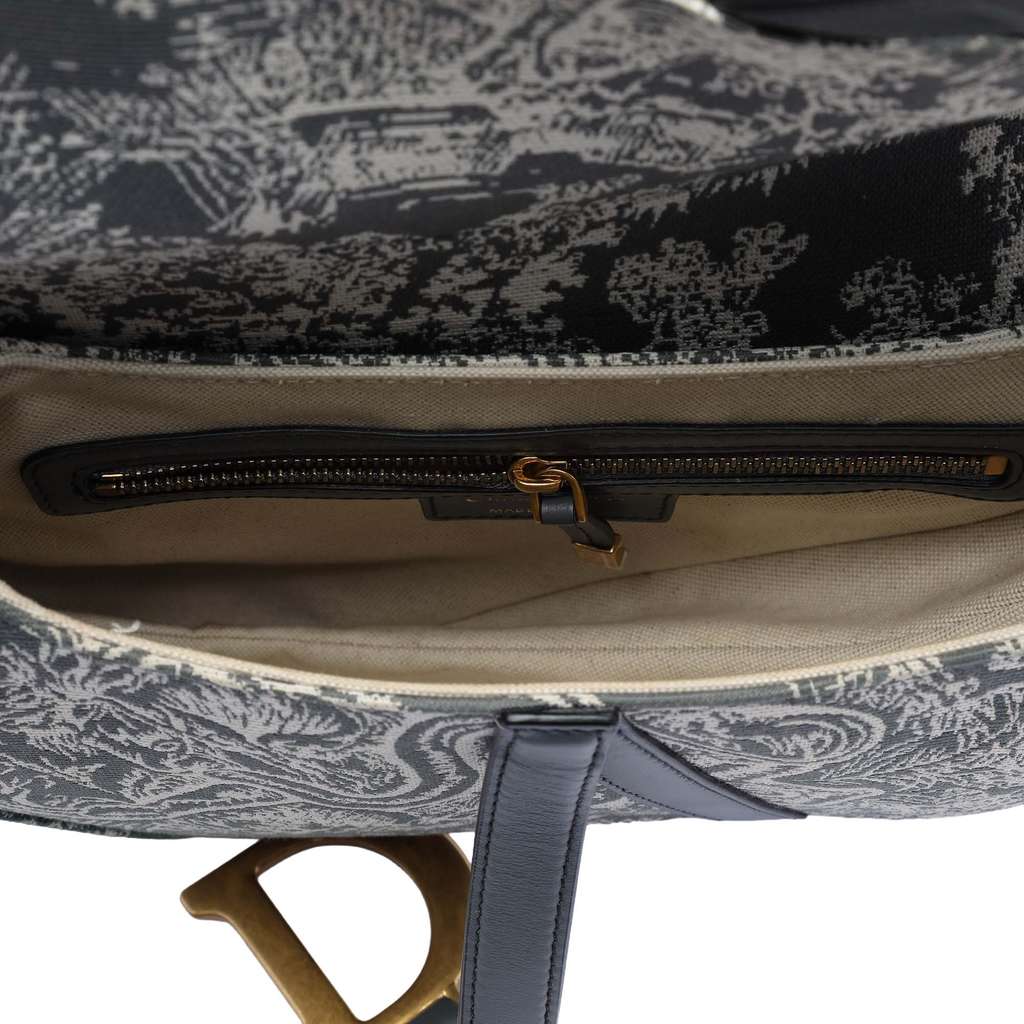 Dior Canvas Embroidered Reverse Toile De Jouy Saddle Bag - 4
