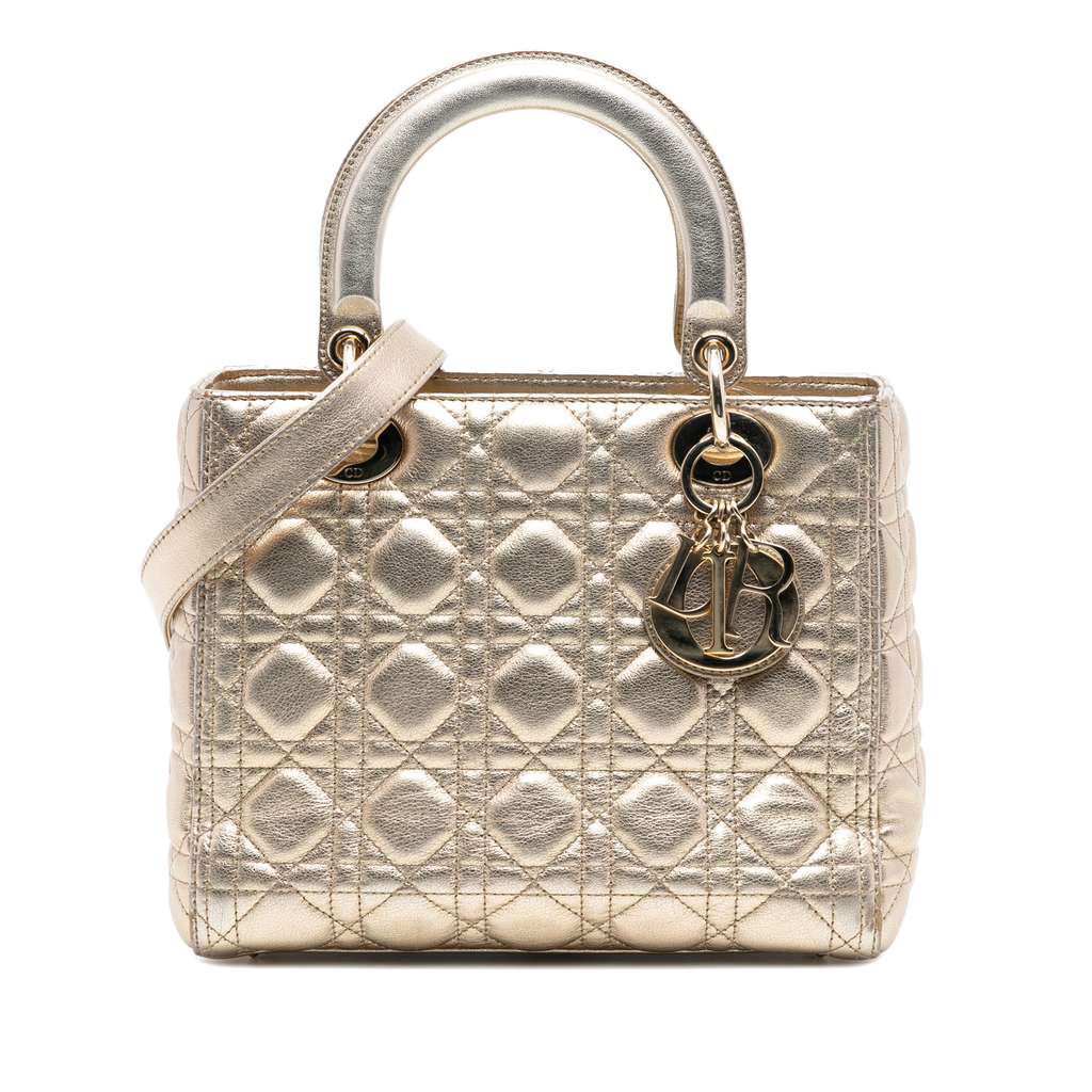 Dior Medium Metallic Lambskin Cannage Lady Dior