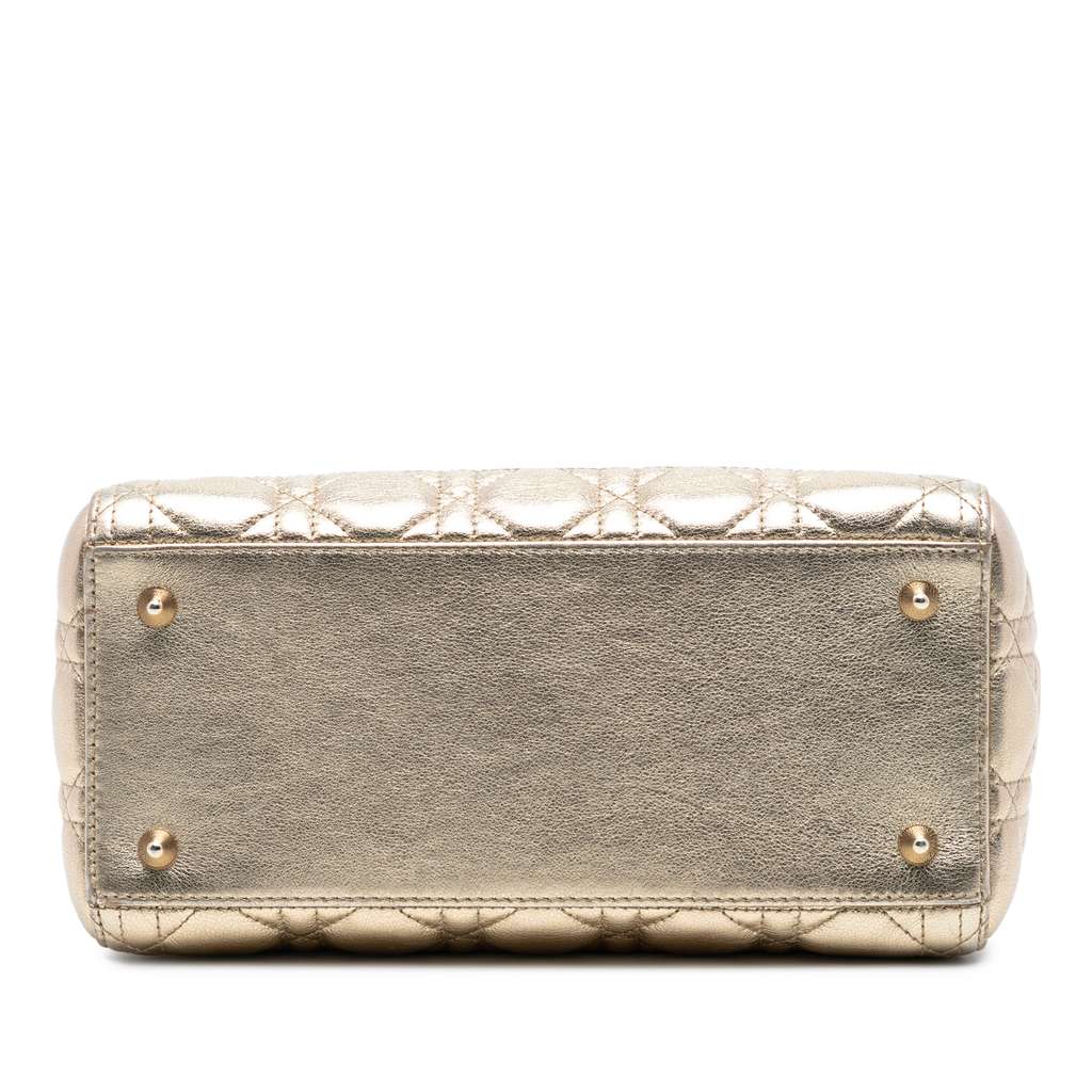 Dior Medium Metallic Lambskin Cannage Lady Dior - 3