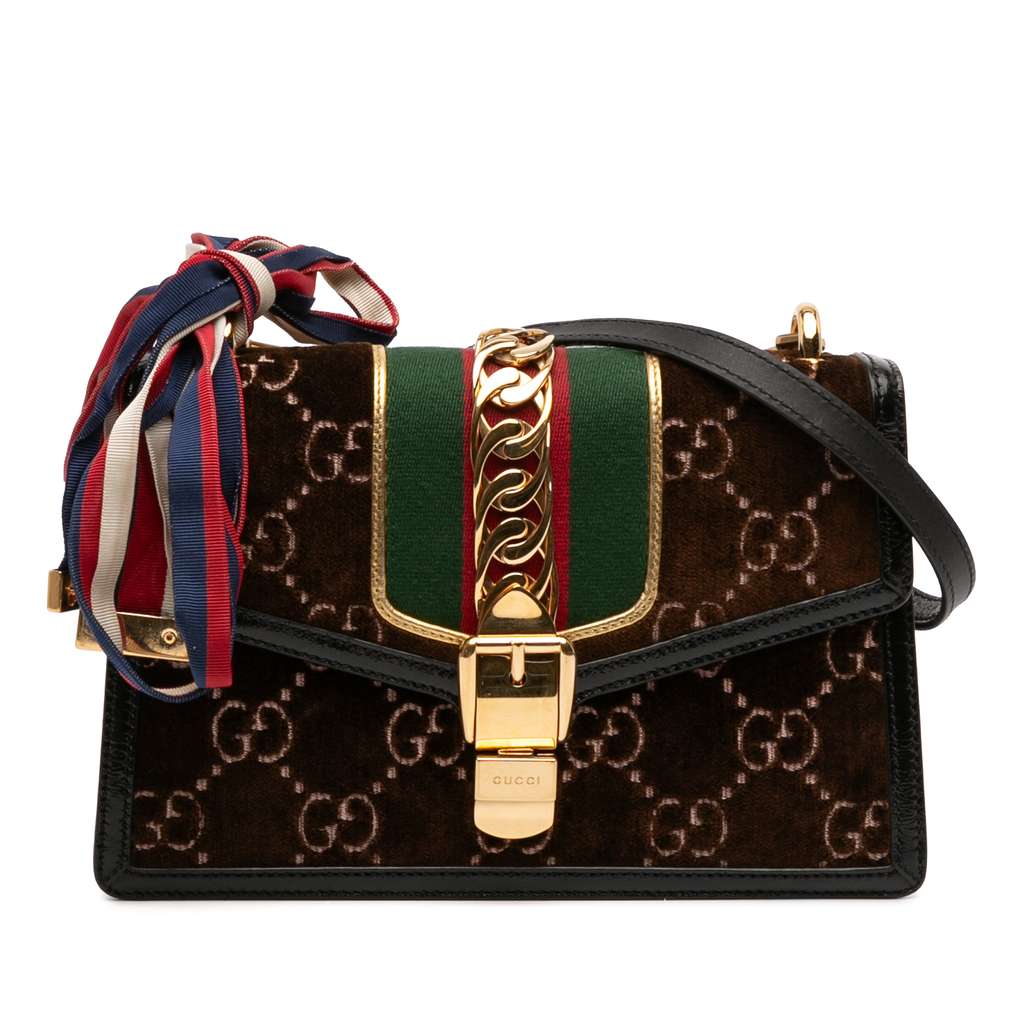 Gucci Small GG Velvet Sylvie Crossbody