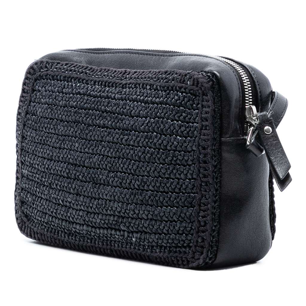 Saint Laurent Woven Raffia and Leather Lou Camera Bag - 2