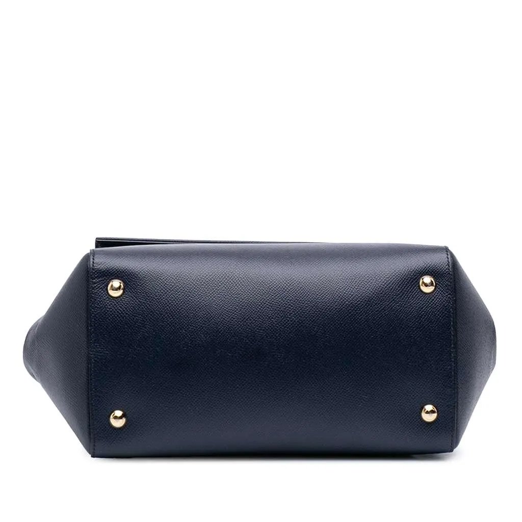 Salvatore Ferragamo Leather Carrie Vara Bow Top Handle Bag Blue Leather Very good - Inside View
