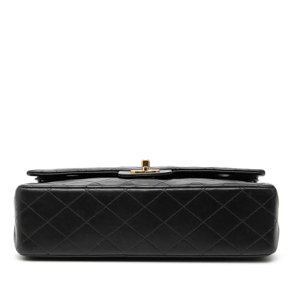 Chanel Medium Classic Lambskin Double Flap Black Leather Good - Inside View