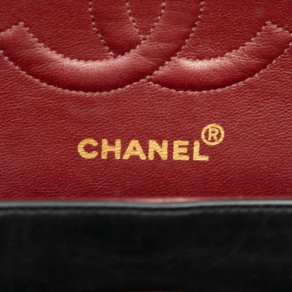Chanel Medium Classic Lambskin Double Flap Black Leather Good - Box View