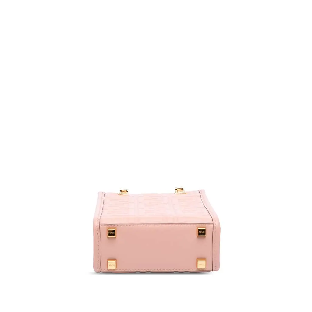 Fendi Mini Zucca Embossed Leather Sunshine Shopper Tote Pink Leather Very good - Inside View