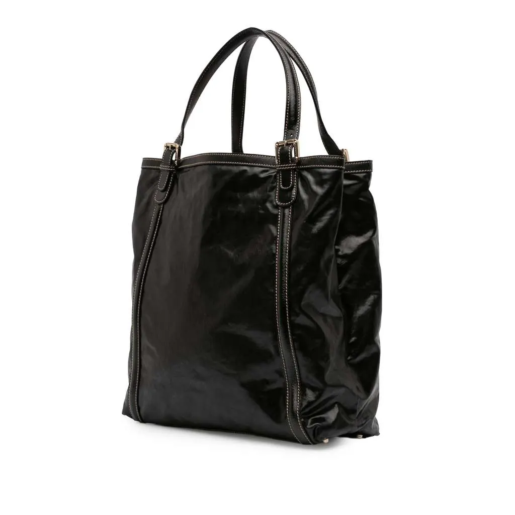 Gucci Patent Dialux Britt Web Tote Black Leather Very good - Back View