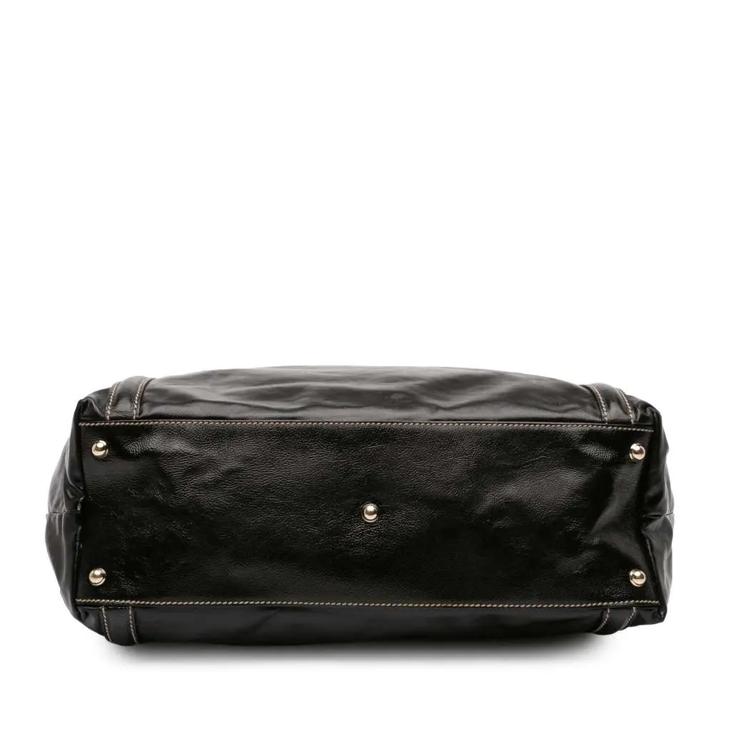 Gucci Patent Dialux Britt Web Tote Black Leather Very good - Inside View