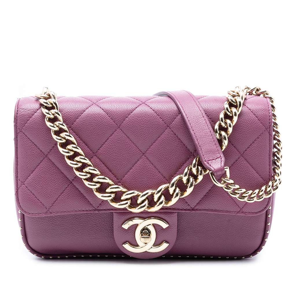 Chanel Small Quilted Caviar Studded Chain Handle Flap