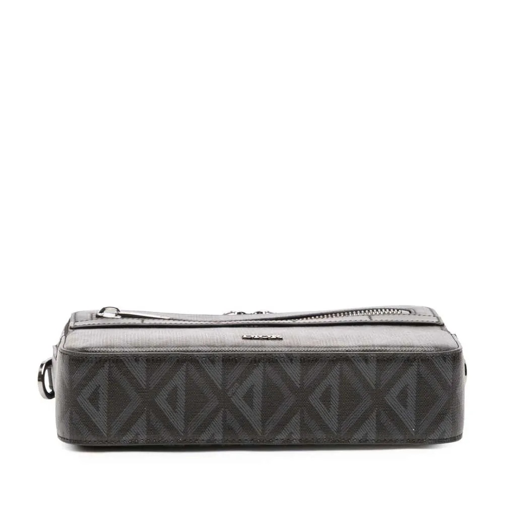 Dior CD Diamond Coated Canvas Safari Bag with Strap Black Canvas Good - Inside View